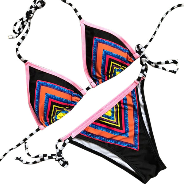Multicolor Triangle String Bikini