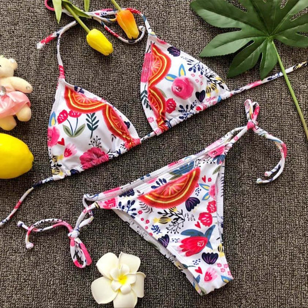 Floral Triangle String Bikini